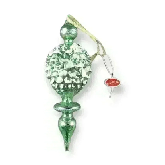 North Pole Trading Company Blown Glass Pinecone Green Christmas Ornament (2011) - Picture 1 of 4